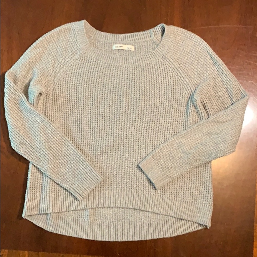 Grey waffle knit hi-low sweater
